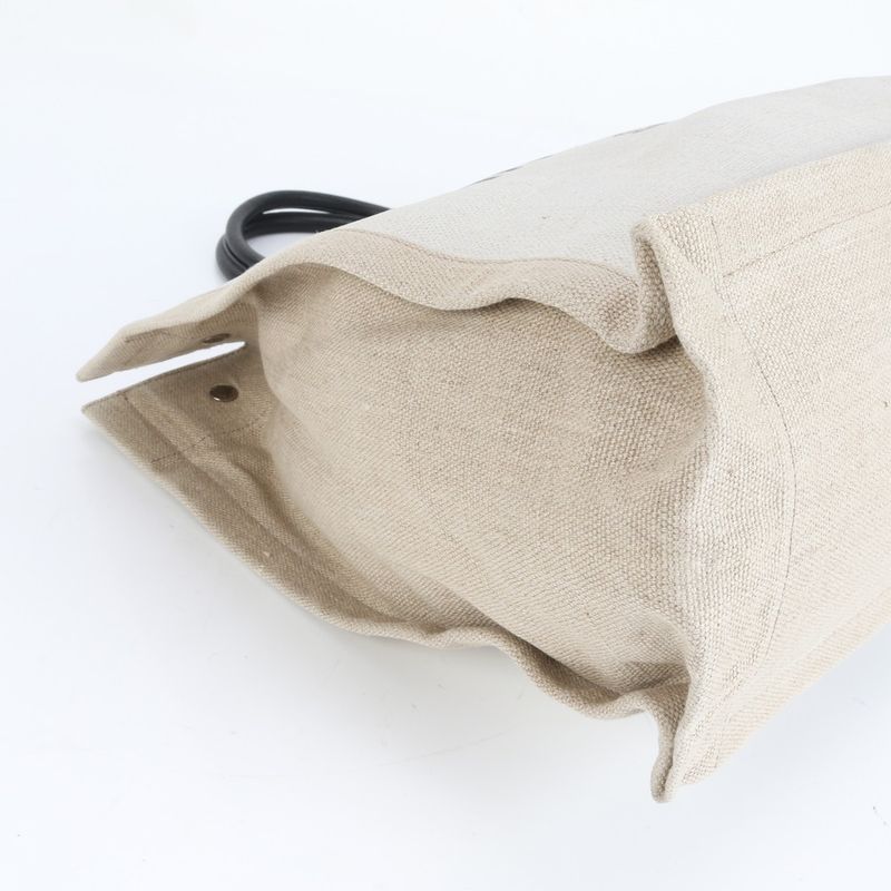 YSL Saint Laurent Paris Rive Gauche Leather Linen Tote Bag Shoulder Hand A4