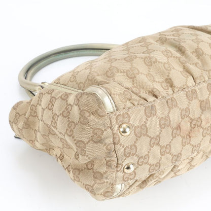 Gucci GG Canvas Abby Leather Tote Bag Shoulder Gold Hardware 189831 Genuine