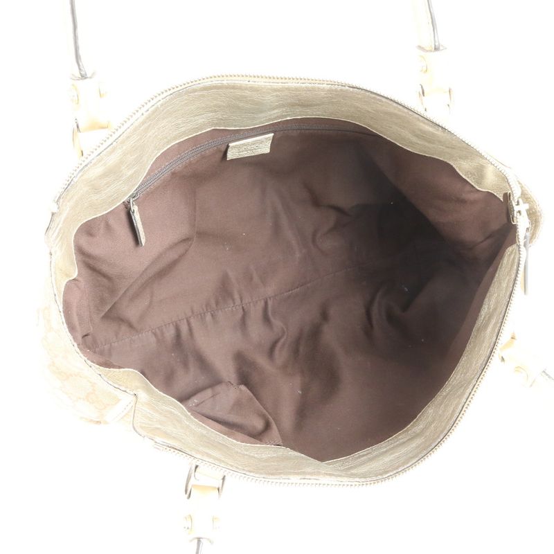 Gucci GG Canvas Abby Leather Tote Bag Shoulder Gold Hardware 189831 Genuine