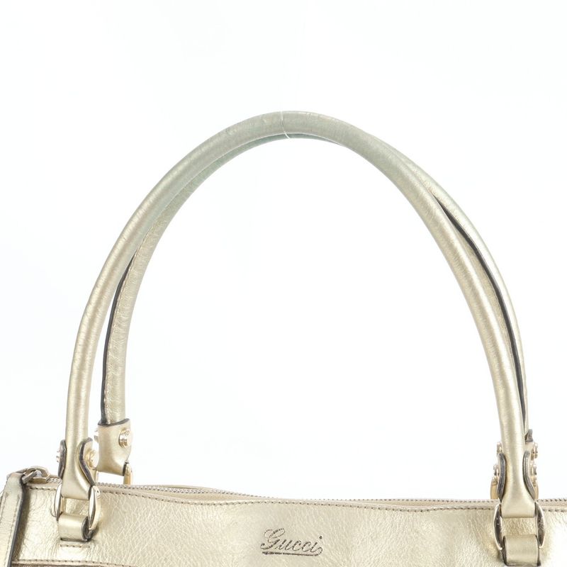 Gucci GG Canvas Abby Leather Tote Bag Shoulder Gold Hardware 189831 Genuine