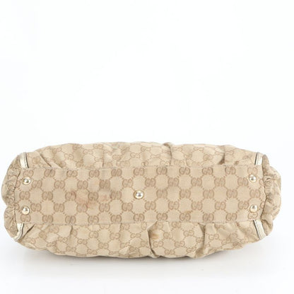 Gucci GG Canvas Abby Leather Tote Bag Shoulder Gold Hardware 189831 Genuine