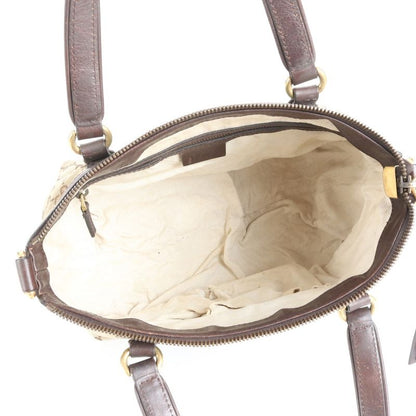 Gucci GG Canvas Sherry Line Bamboo Fringe Charm Leather Tote Bag 353114 Women