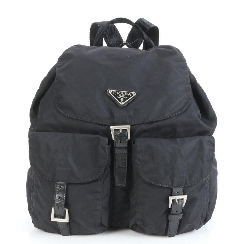 Prada Tessuto Nylon Triangle Logo Leather Backpack Sac Backpack Women ECE Cx23-7