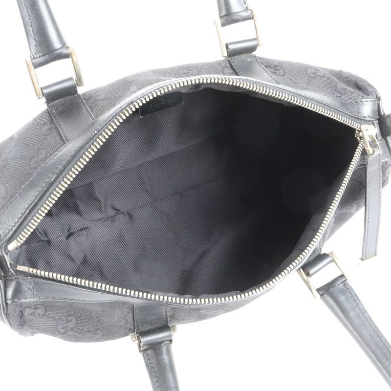 Gucci GG Canvas Leather Handbag Mini Boston Tote Black Gold Hardware 000 0851