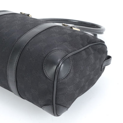 Gucci GG Canvas Leather Handbag Mini Boston Tote Black Gold Hardware 000 0851