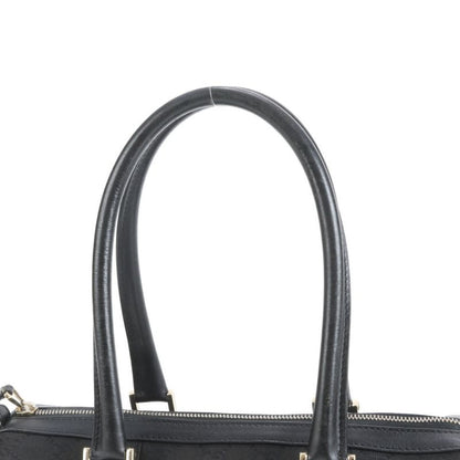 Gucci GG Canvas Leather Handbag Mini Boston Tote Black Gold Hardware 000 0851