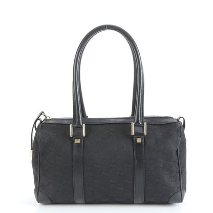 Gucci GG Canvas Leather Handbag Mini Boston Tote Black Gold Hardware 000 0851