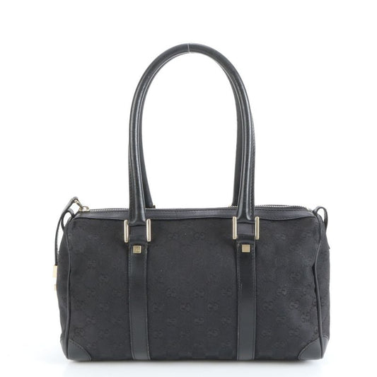 Gucci GG Canvas Leather Handbag Mini Boston Tote Black Gold Hardware 000 0851