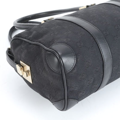 Gucci GG Canvas Leather Handbag Mini Boston Tote Black Gold Hardware 000 0851