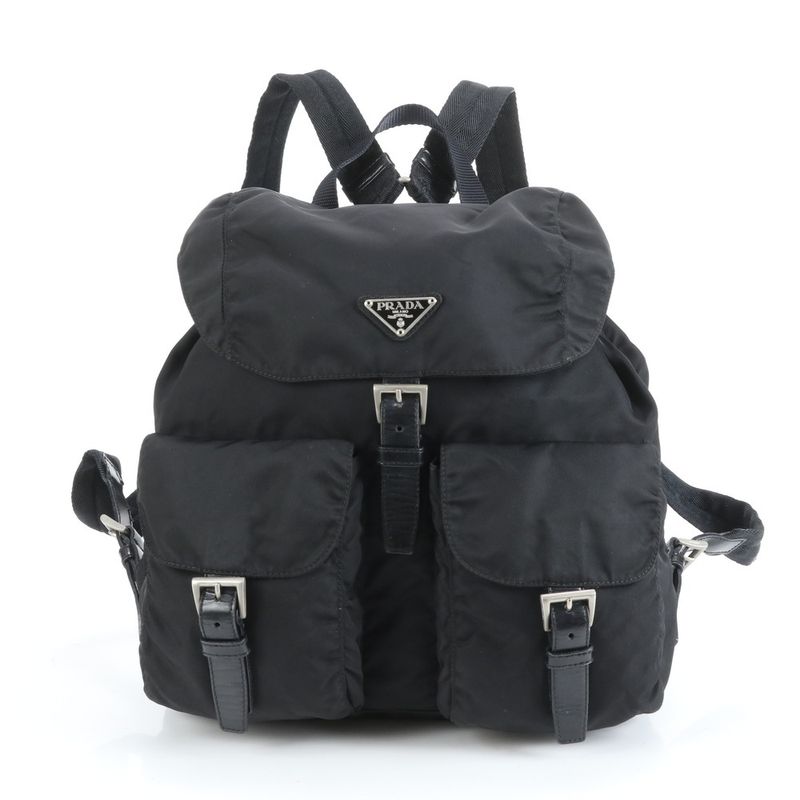 Prada Tessuto Nylon Triangle Logo Backpack Sac Backpack Black Women EUE Cx32-2