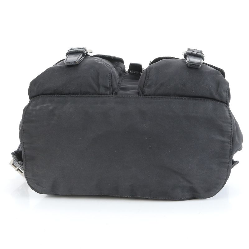 Prada Tessuto Nylon Triangle Logo Leather Backpack Sac Backpack Women ECE