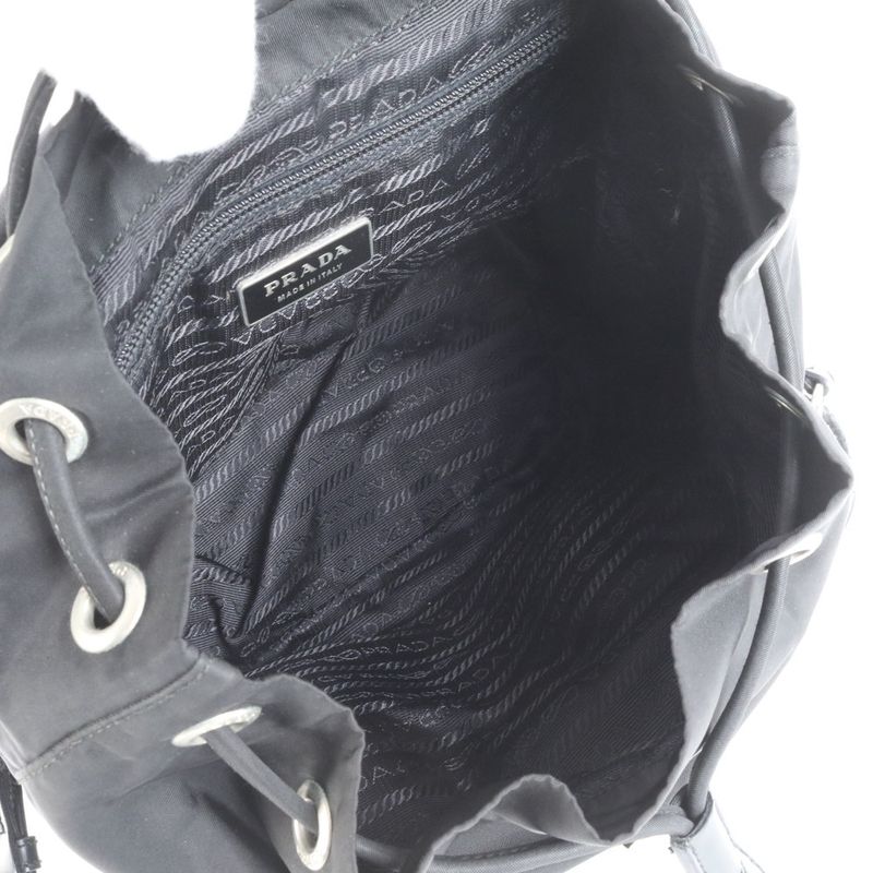 Prada Tessuto Nylon Triangle Logo Leather Backpack Sac Backpack Women ECE