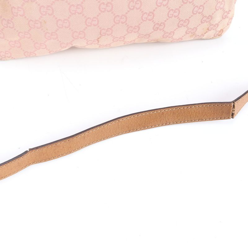 Gucci GG Canvas Leather Shoulder Bag Crossbody Pink Silver Hardware 113013