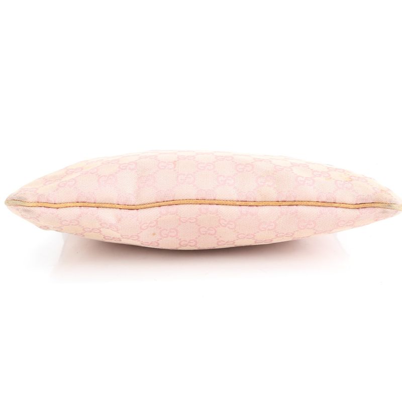 Gucci GG Canvas Leather Shoulder Bag Crossbody Pink Silver Hardware 113013