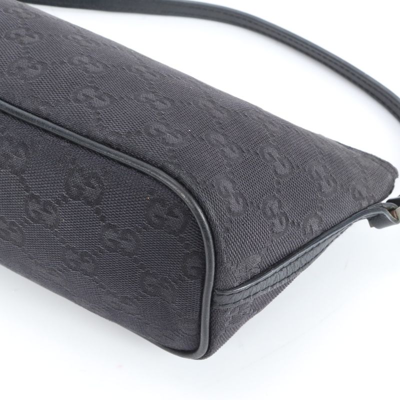 Gucci GG Canvas Leather Shoulder Bag Shoulder Accessory Pouch Black 039-1103