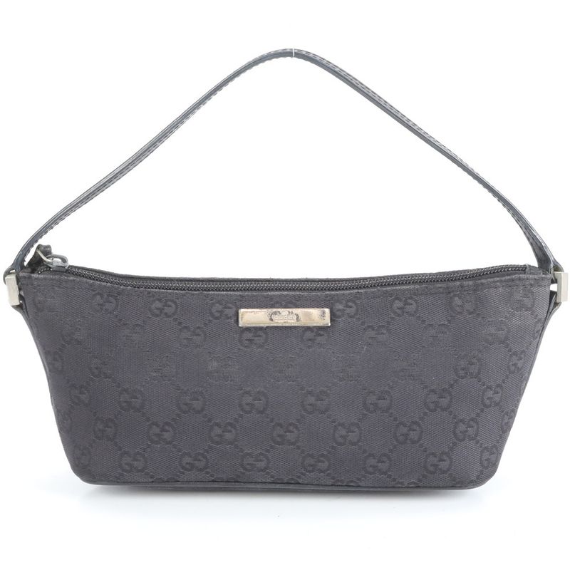 Gucci GG Canvas Leather Shoulder Bag Shoulder Accessory Pouch Black 039-1103