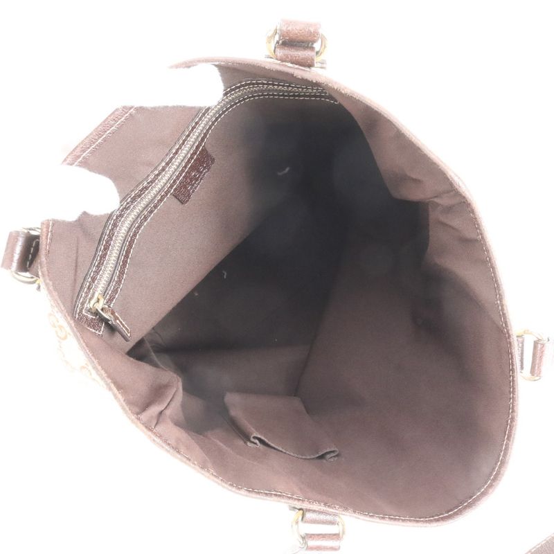 Gucci GG Canvas 153009 Leather Tote Bag Shoulder Brown A4 Ladies EUE Cx31-6