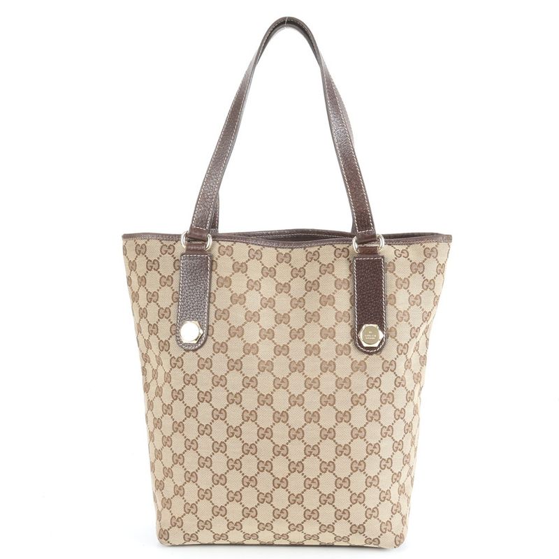 Gucci GG Canvas 153009 Leather Tote Bag Shoulder Brown A4 Ladies EUE Cx31-6