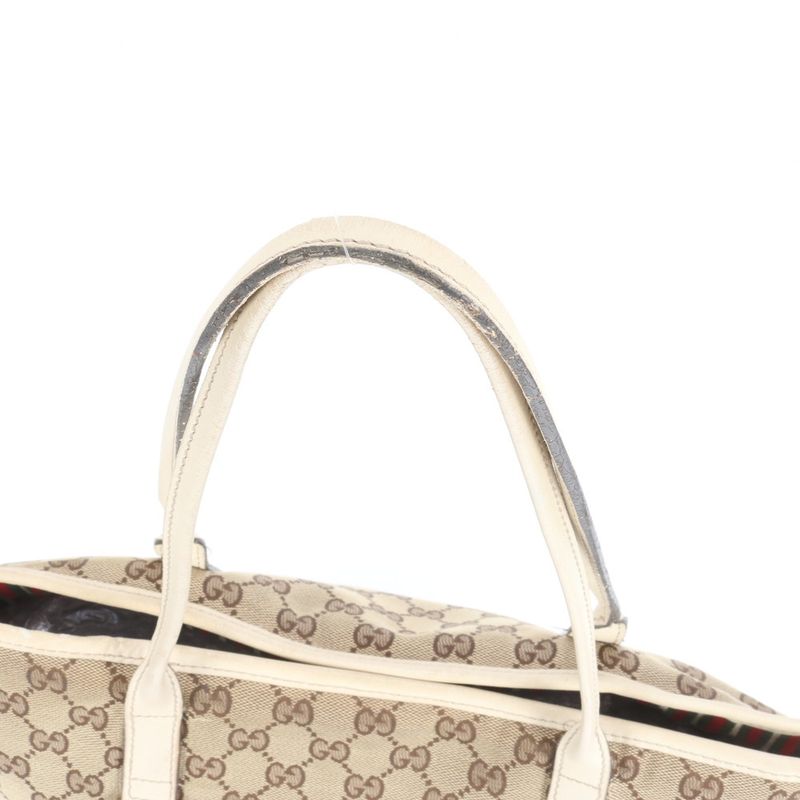 Gucci GG Canvas New Brit 169946 Leather Tote Bag Shoulder Gold Hardware A4