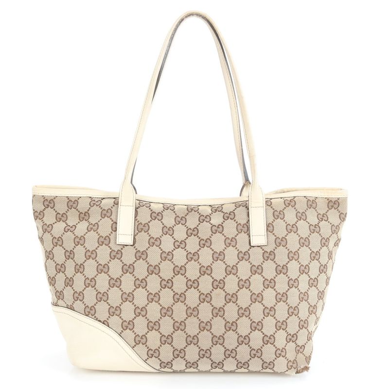 Gucci GG Canvas New Brit 169946 Leather Tote Bag Shoulder Gold Hardware A4