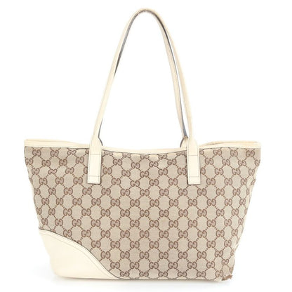 Gucci GG Canvas New Brit 169946 Leather Tote Bag Shoulder Gold Hardware A4