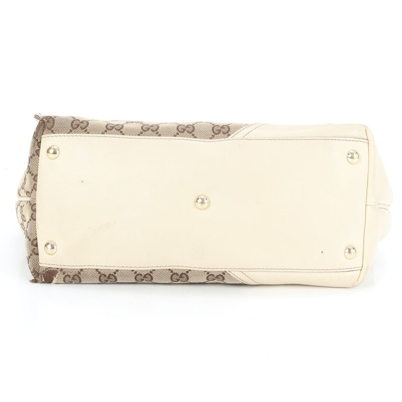 Gucci GG Canvas New Brit 169946 Leather Tote Bag Shoulder Gold Hardware A4