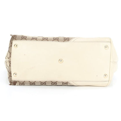 Gucci GG Canvas New Brit 169946 Leather Tote Bag Shoulder Gold Hardware A4