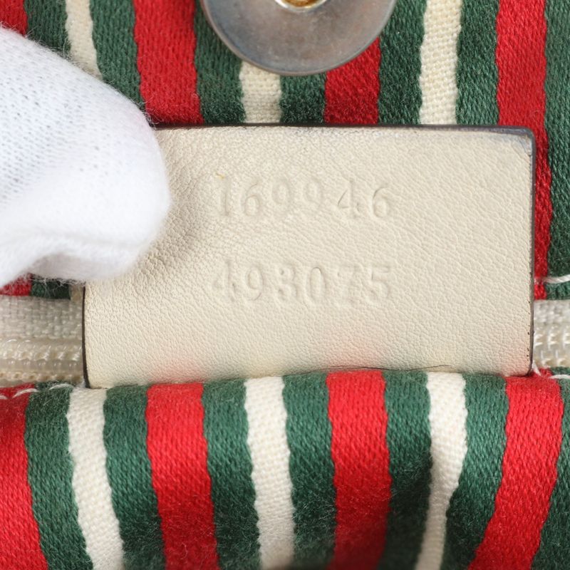 Gucci GG Canvas New Brit 169946 Leather Tote Bag Shoulder Gold Hardware A4