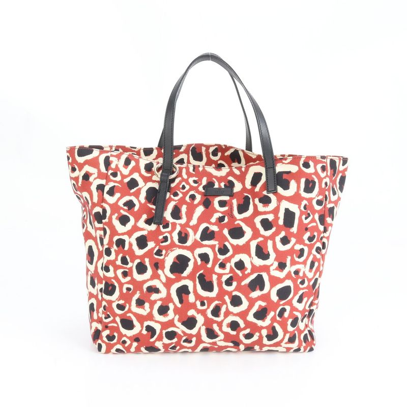 Gucci With Control Card Leopard Leather Tote Bag Shoulder Hand 282439 A4 Ladies