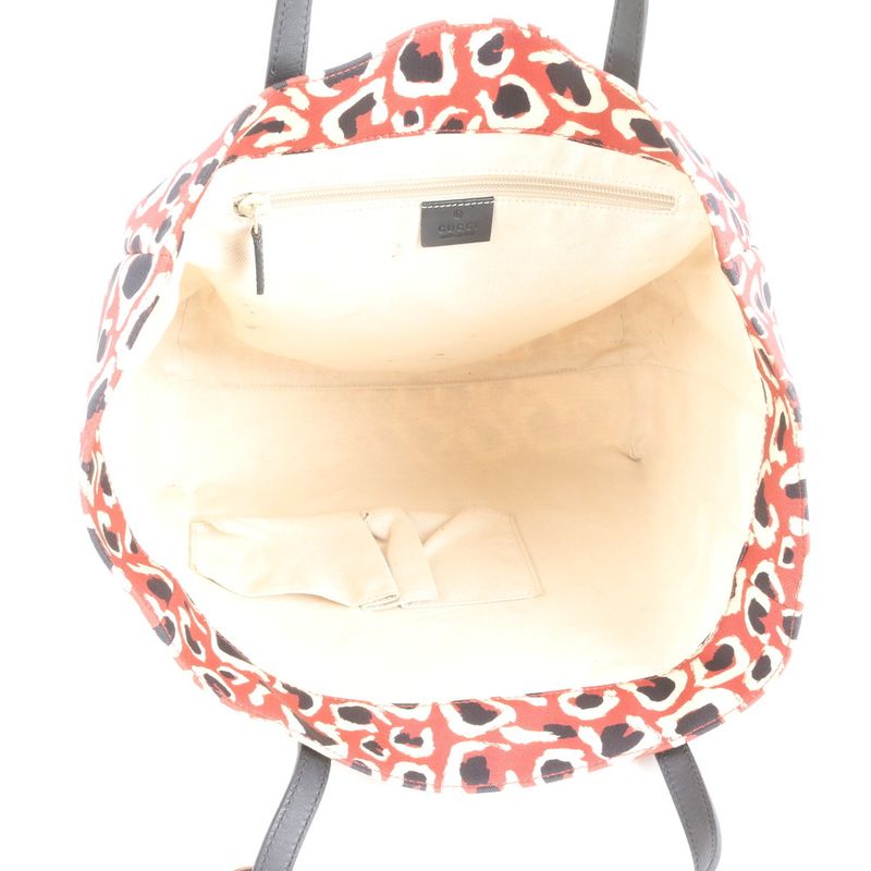 Gucci With Control Card Leopard Leather Tote Bag Shoulder Hand 282439 A4 Ladies