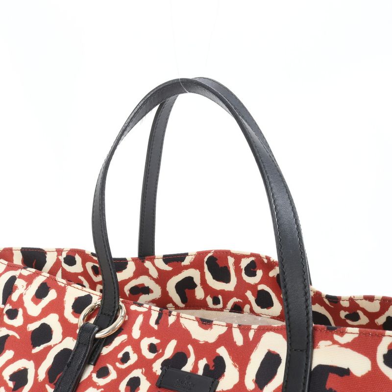 Gucci With Control Card Leopard Leather Tote Bag Shoulder Hand 282439 A4 Ladies