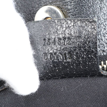 Gucci GG Canvas Leather Tote Bag Shoulder Gold Hardware Black 154372 A4 Women