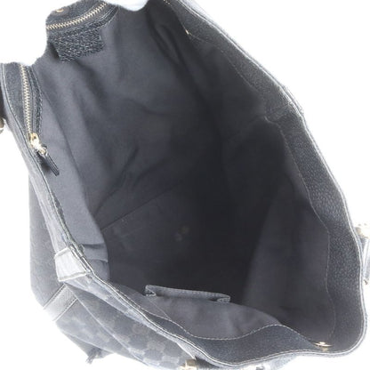 Gucci GG Canvas Leather Tote Bag Shoulder Gold Hardware Black 154372 A4 Women