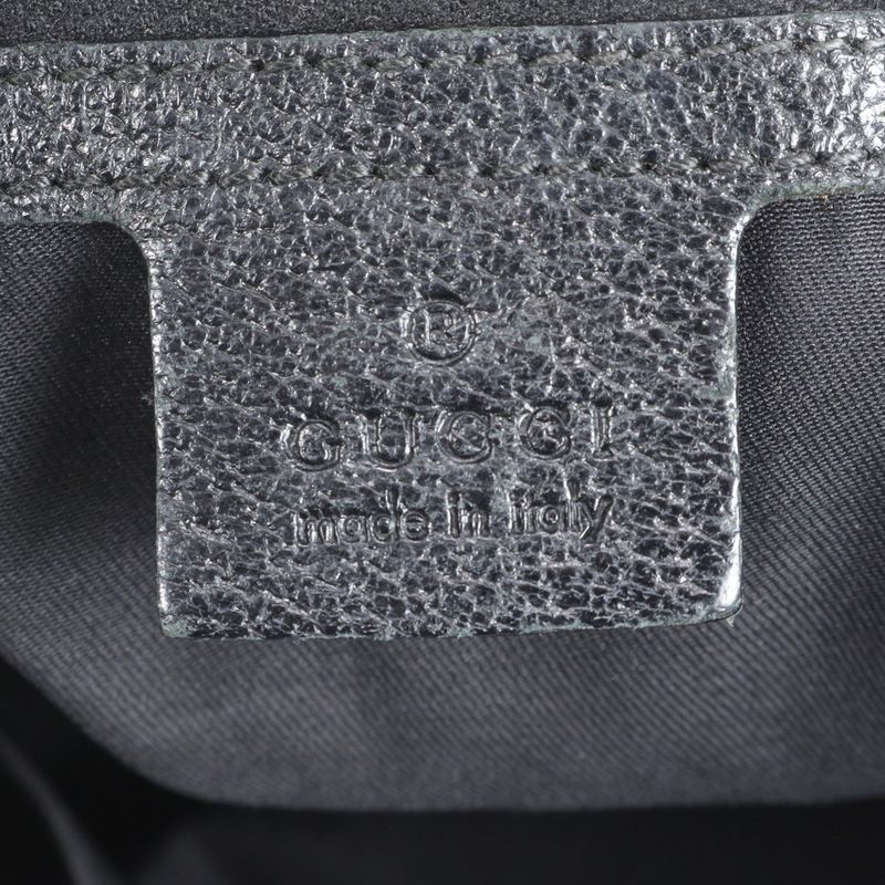 Gucci GG Canvas Leather Tote Bag Shoulder Gold Hardware Black 154372 A4 Women