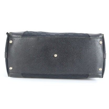 Gucci GG Canvas Leather Tote Bag Shoulder Gold Hardware Black 154372 A4 Women