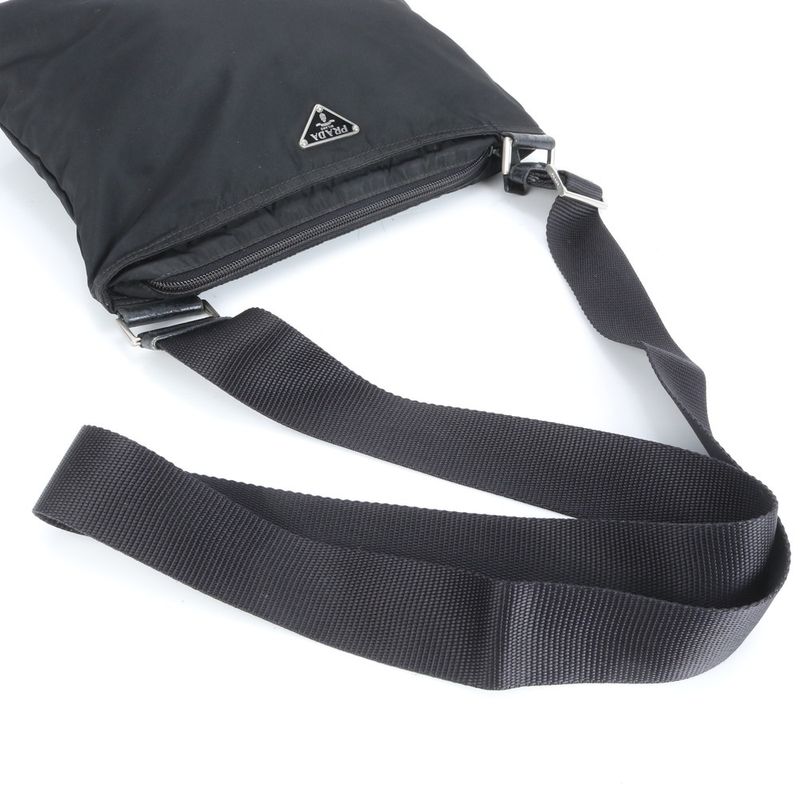 Prada Tessuto Nylon Triangle Logo Leather Shoulder Bag Crossbody Messenger Men