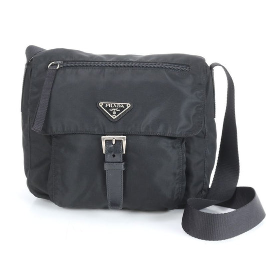 Prada Tessuto Nylon Triangle Logo Leather Shoulder Bag Crossbody Messenger