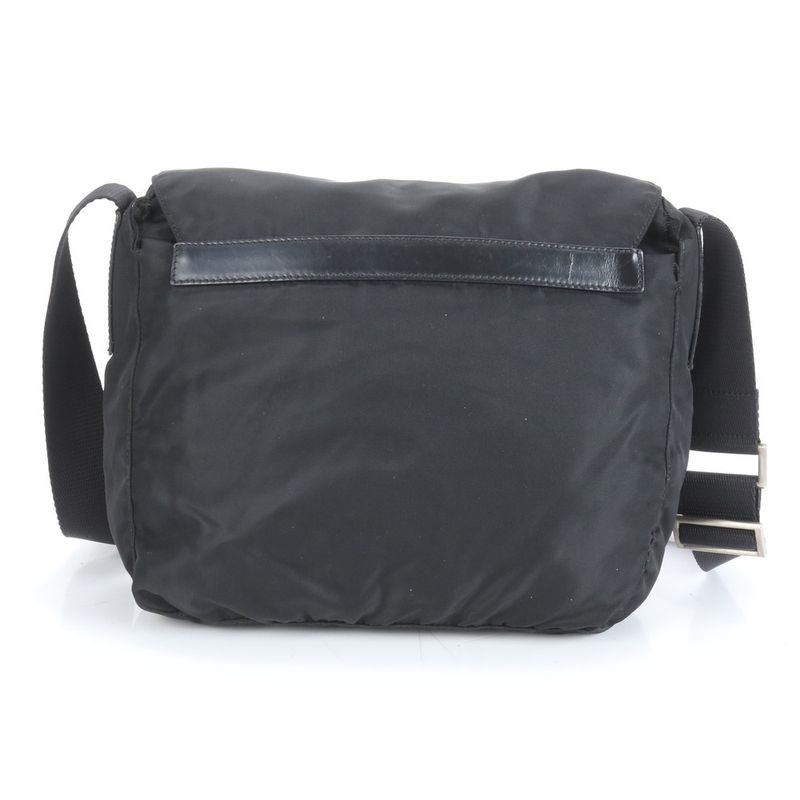 Prada Tessuto Nylon Triangle Logo Leather Shoulder Bag Crossbody Messenger