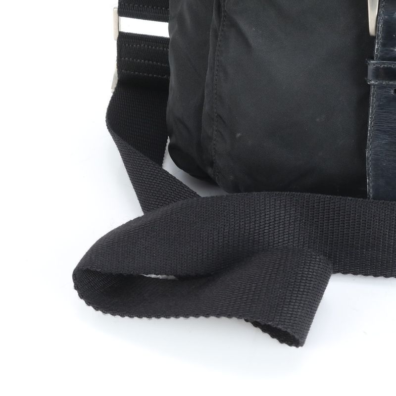 Prada Tessuto Nylon Triangle Logo Leather Shoulder Bag Crossbody Messenger Men
