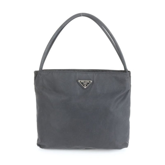 Prada Tessuto Nylon Triangle Logo Tote Bag Shoulder Black Women ECE Cx24-4