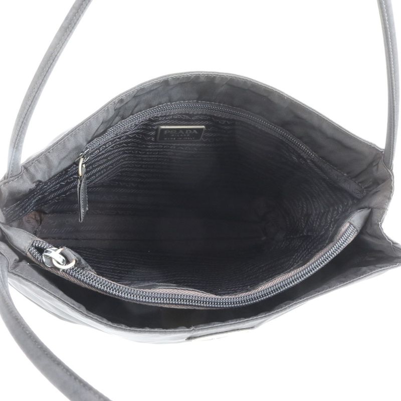 Prada Tessuto Nylon Triangle Logo Tote Bag Shoulder Black Women ECE Cx24-4