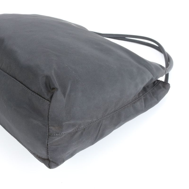 Prada Tessuto Nylon Triangle Logo Tote Bag Shoulder Black Women ECE Cx24-4