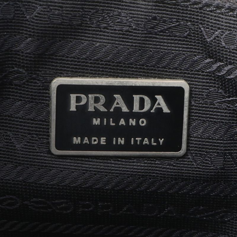 Prada Tessuto Nylon Triangle Logo Tote Bag Shoulder Black Women ECE Cx24-4