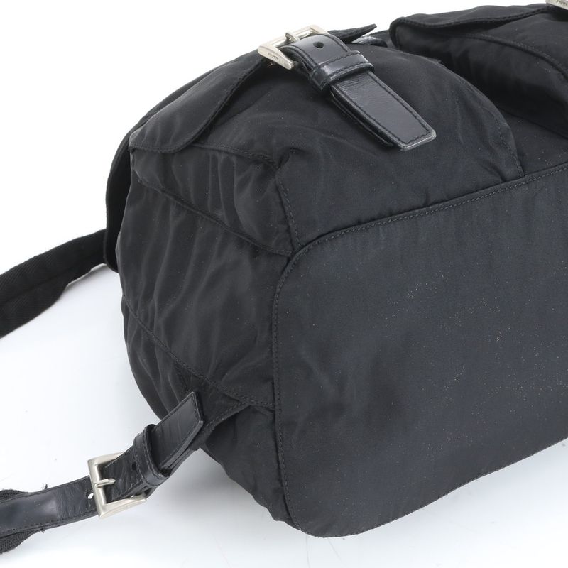 Prada Tessuto Nylon Triangle Logo Leather Backpack Sac Backpack Women ERE Cx28-3