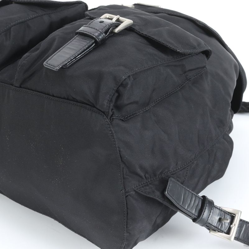 Prada Tessuto Nylon Triangle Logo Leather Backpack Sac Backpack Women ERE Cx28-3
