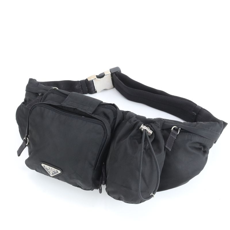 Prada Tessuto Nylon Triangle Logo 2WAY Body Bag Crossbody Body Waist Pouch