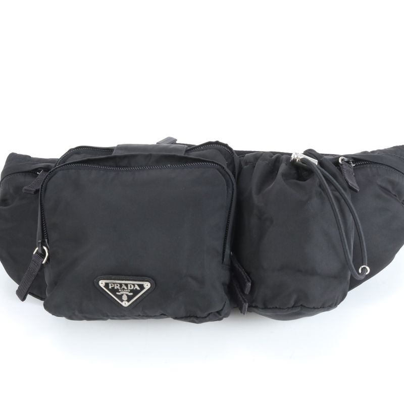 Prada Tessuto Nylon Triangle Logo 2WAY Body Bag Crossbody Body Waist Pouch