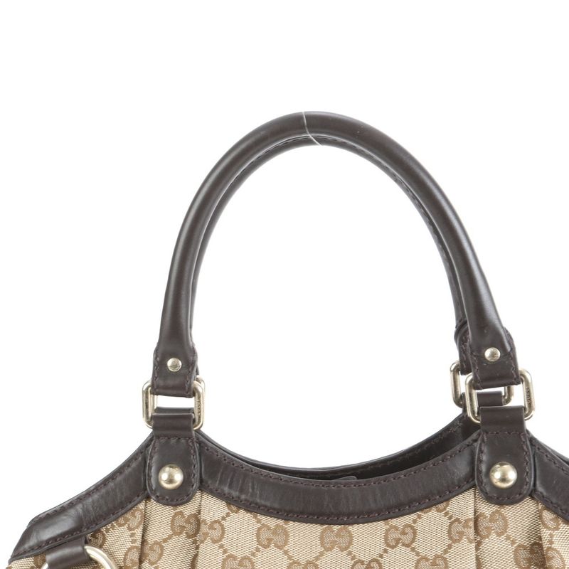 Gucci GG Canvas Sookie Leather Tote Bag Shoulder Brown A4 211944 Women's ERE