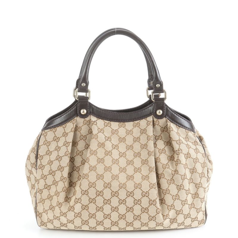 Gucci GG Canvas Sookie Leather Tote Bag Shoulder Brown A4 211944 Women's ERE