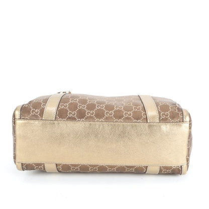 Gucci GG Canvas Mini Boston 130942 Leather Tote Bag Shoulder Hand Brown Women's